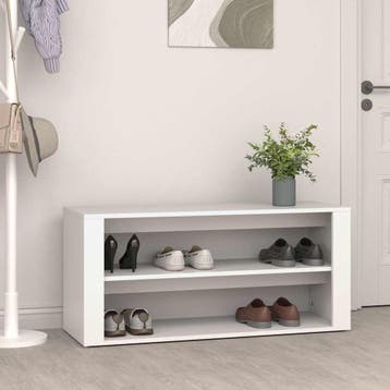 vidaXL Schoenenrek 100x35x45 cm bewerkt hout wit, Verzenden, Nieuw