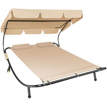Ligbed voor 2 personen - zwart/beige, Tuin en Terras, Verzenden, Nieuw