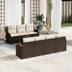 vidaXL Tuin Sofa Set 8 pcs Bruin en Crème Poly Riet en Staal, Verzenden, Nieuw, Rotan, 8 zitplaatsen