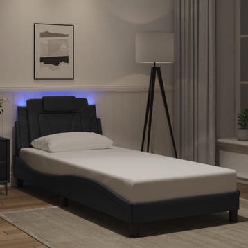 vidaXL Bedframe Viana met LED zonder matras zwart 90x190, Overige materialen, 90 cm, Eenpersoons, Verzenden