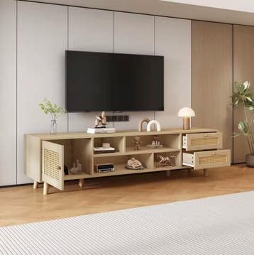 Nieuw 160 cm Rotan TV-Kast – Geschikt voor 70-inch televisie, Verzenden, 150 tot 200 cm, Nieuw, Minder dan 100 cm