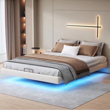 Tweepersoonsbed 160x200cm met LED en Opbergruimte – Zwart Be, Verzenden, Nieuw