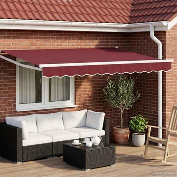 vidaXL Handmatige Zonnescherm 3,5 x 2 m Bordeauxrood 100%, Verzenden, Nieuw