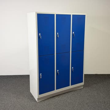 Lockerkast Grijs/Blauw - 6 Deurs | 180 x 120 x 50 cm, Ophalen of Verzenden, Gebruikt