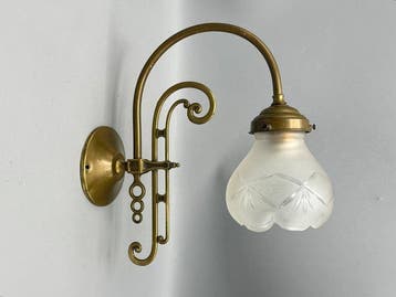 Wandlamp - Glas, Messing - Authentieke wandlamp