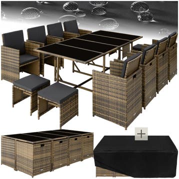 Wicker zitgroep Palma 8+4+1 met beschermhoes, Verzenden, Nieuw