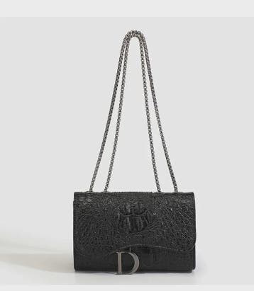 Chique Dames Schoudertas met Croco Print, Pailletten en Kett, Verzenden, Nieuw