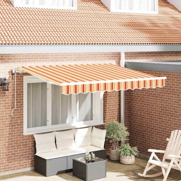 vidaXL Elektrisch zonnescherm 3,5 x 2 m Geel, oranje en wit, Verzenden, Nieuw