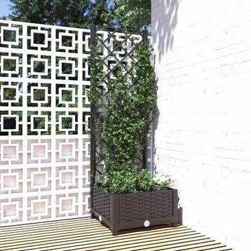 vidaXL Plantenbak met trellis zwart 40x40x121,5 cm PP, Verzenden, Nieuw, Minder dan 60 cm
