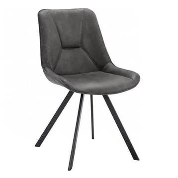 Stoelen | CARMEN | Leer/Metaal | Graphite | Zwarte Poten |, Verzenden, Nieuw in verpakking