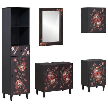 vidaXL Badkamerkastenset 5 st 62 x 33 x 58 cm Massief Mango, Huis en Inrichting, Badkamer | Badkamermeubels, Verzenden, Nieuw