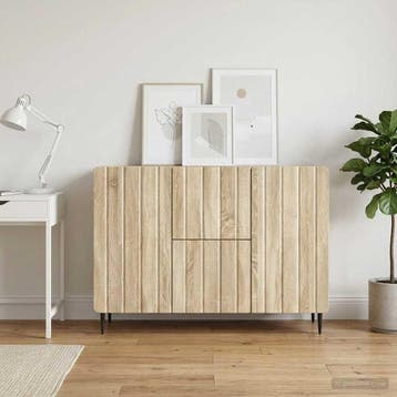vidaXL Dressoir met lade Sonoma Eiken 89 x 34,5 x 62 cm, Verzenden, Nieuw, Overige houtsoorten, Minder dan 50 cm