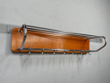 Kapstok - Hout, Chroom - Vintage wandkapstok – chroom met