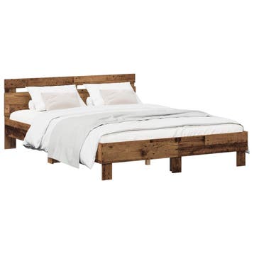 vidaXL Bedframe Oud hout 135 x 190 cm Bewerkt hout, Verzenden, Nieuw, Bruin, Hout
