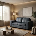 Leren bank Enjoy - 2 zits - Kenia Denim (blauw) - Poten, Huis en Inrichting, Banken | Bankstellen, 150 tot 200 cm, Nieuw, Ophalen of Verzenden