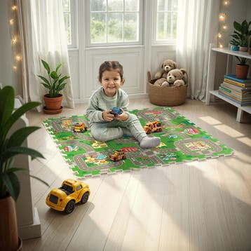 Puzzelmat MyCity, stad- en wegen, 9-delig, antislip, Verzenden, Nieuw