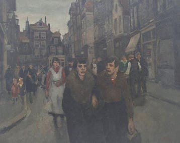 Cor Noltee (1903-1967) - Winkelend publiek in Den Haag, Antiek en Kunst, Kunst | Schilderijen | Klassiek