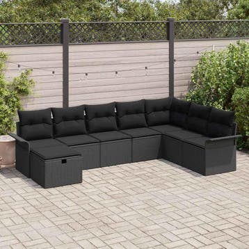 vidaXL Tuin Sofa Set 8 st Poly riet, Verzenden, Nieuw, 8 zitplaatsen