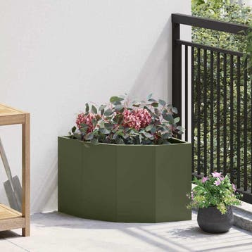 vidaXL Hoek Plantbak Olijfgroen 45 x 45 x 35 cm Staal, Verzenden, Minder dan 60 cm, Nieuw, Metaal