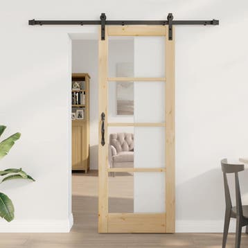 vidaXL Schuifdeur ORKDAL Natuurlijk en Zwart 73,5 x 198,5 cm, Verzenden, Nieuw