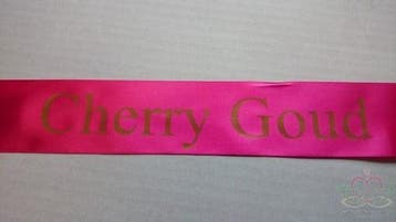 Bedrukt lint cherry fuchsia met mat gouden opdruk 45 mm 50, Ophalen of Verzenden, Nieuw