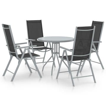 vidaXL 5-delige Tuinset aluminium en textileen zilverkleurig, Verzenden, Nieuw, Aluminium, Tuinset