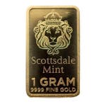 1 gram - Goud - 1 gram 9999 Scottsdale Gold Prepper Bar, Postzegels en Munten, Edelmetalen en Baren