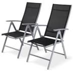 Verstelbare Opvouwbare Terrasstoelen Set van 2 Zwart / Grijs, Verzenden, Nieuw, Aluminium, Inklapbaar