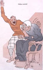 Spotprent over Jacques van Egmond(?) (lijst optie, Lithos), Verzenden