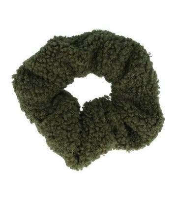 Haarelastiek Scrunchie – Teddy Stof – Groen, Sieraden, Tassen en Uiterlijk, Nieuw