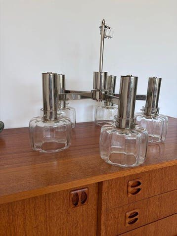 Plafondlamp - Metaal, Chroom, Glas