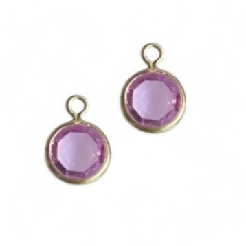 1 x DQ facethanger gekleurd Goud-lila purple 7 x 10 mm (o..., Ophalen of Verzenden, Nieuw, Bedel
