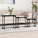 vidaXL Nesting Koffietafel 3 pcs Zwart eiken Bewerkt hout, Huis en Inrichting, Tafels | Salontafels, Minder dan 50 cm, 50 tot 75 cm