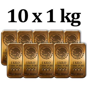 10 kilograms - Koper .999 - 10 x 1 Kilo 999 Fine Copper Viva