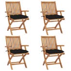 vidaXL Tuinstoelen 4 st inklapbaar met kussens massief, Verzenden, Nieuw, Hout