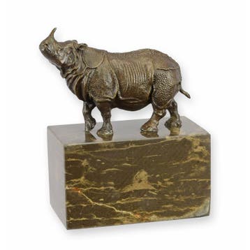 A BRONZE SCULPTURE OF A RHINOCEROS (Beeldjes - Decoratie), Verzenden, Nieuw