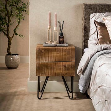 Nachtkastje Kim met 2 lades, Verzenden, Nieuw, Minder dan 45 cm, 55 tot 70 cm