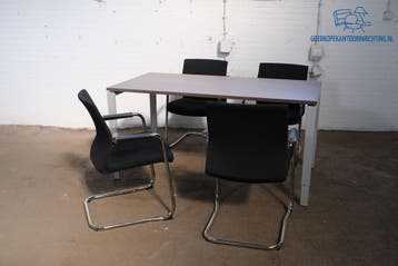 Tweedehands Vergadertafel 160x80 cm Antraciet Eiken Alu, Verzenden, Gebruikt