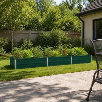 vidaXL Verhoogd Tuinbed Groen 240 x 80 x 24 cm koudgewalst, Minder dan 30 cm, Verzenden, Nieuw, Metaal