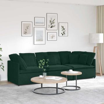 vidaXL Modulaire bank met kussens fluweel donkergroen, Huis en Inrichting, Verzenden, Nieuw, Stof
