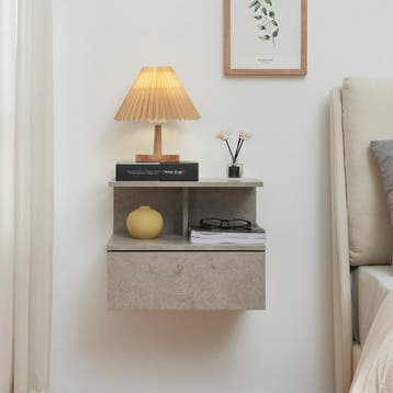 Zwevend nachtkastje Amberg 40x35x31 cm betonkleurig licht [e, Verzenden, Nieuw