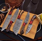 Keukenmes - Kitchen knife set - Staal, Hout, Leder -