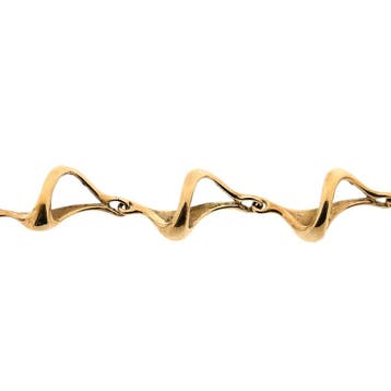 Gouden fantasie schakelketting, Sieraden, Tassen en Uiterlijk, Ophalen of Verzenden, Gebruikt, Goud, Goud
