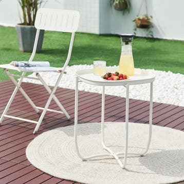 Tuintafel Sandefjord bijzettafel metaal 53x46x46cm wit [en.c, Verzenden, Nieuw