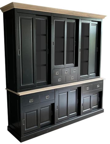 Buffetkast zwart - zwart Haarlem eiken lijsten 250 x 230cm, Huis en Inrichting, Ophalen of Verzenden, Nieuw