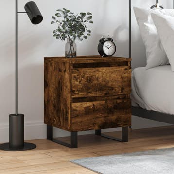 vidaXL Nachtkastje 40x35x50 cm bewerkt hout gerookt, Minder dan 45 cm, Verzenden, Nieuw, Minder dan 55 cm