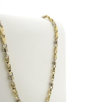 Bicolor massief gouden Monte Carlo schakelketting; Heren, Ophalen of Verzenden, Gebruikt, Overige kleuren, Goud