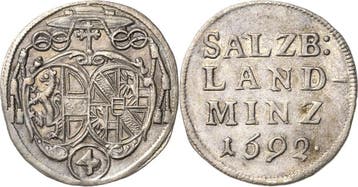 Batzen zu 4 Kreuzern 1692 Geistlichkeiten Salzburg Johann..., Verzenden