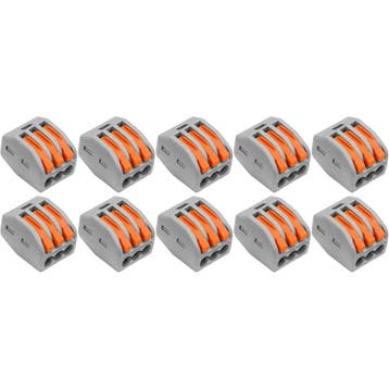 Lasklem Set 10 Stuks 3 Polig met Klemmetjes Grijs/Oranje, Doe-het-zelf en Verbouw, Ophalen of Verzenden, Nieuw