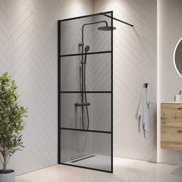 Douchewand Essos 50 x 200 cm Zwart – Inloopdouche 8 mm, Verzenden, Nieuw, Douche